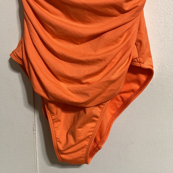 LAUREN RALPH LAUREN Orange Slimming Swimsuit  One Piece Ruffle Womens Size 6 - Picture 7 of 15
